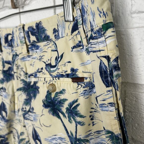 CHAPS Shorts All Over Print Marlins Boats Palm Trees Yellow Mens 36 Hawaiian - Picture 7 of 8